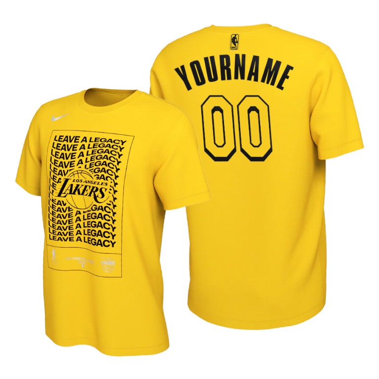 Men's Los Angeles Lakers Custom #00 NBA Mantr Power 2020 Bound Playoffs Gold Basketball T-Shirt ICU6183BE